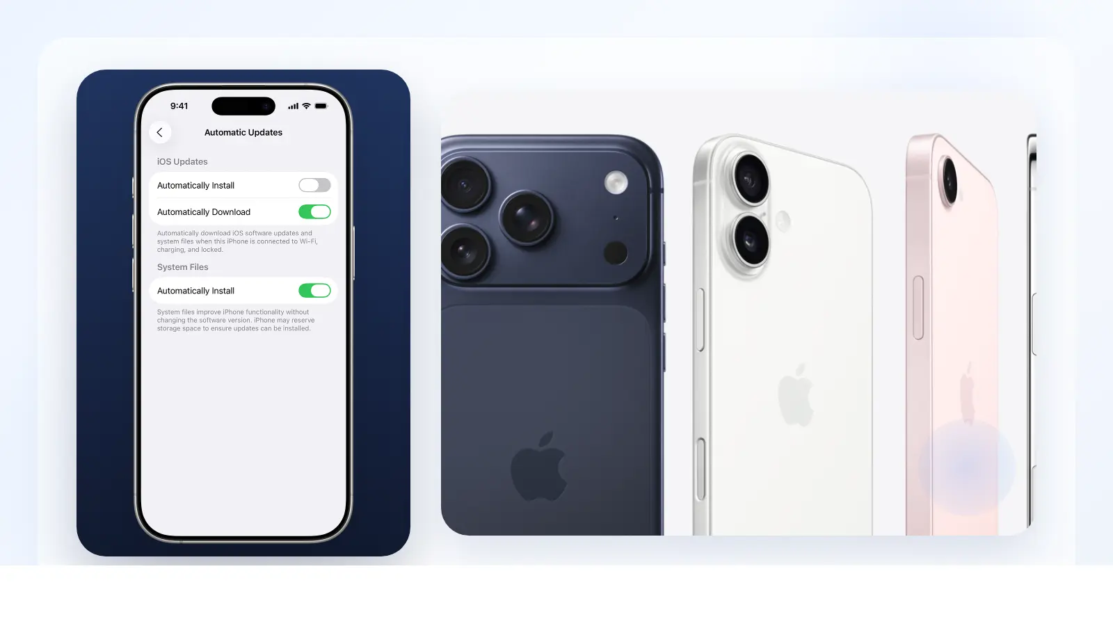 An iPhone showing the Software Update screen beside Apple iPhone artwork for a guide about whether to install iOS 26.4 now or wait.