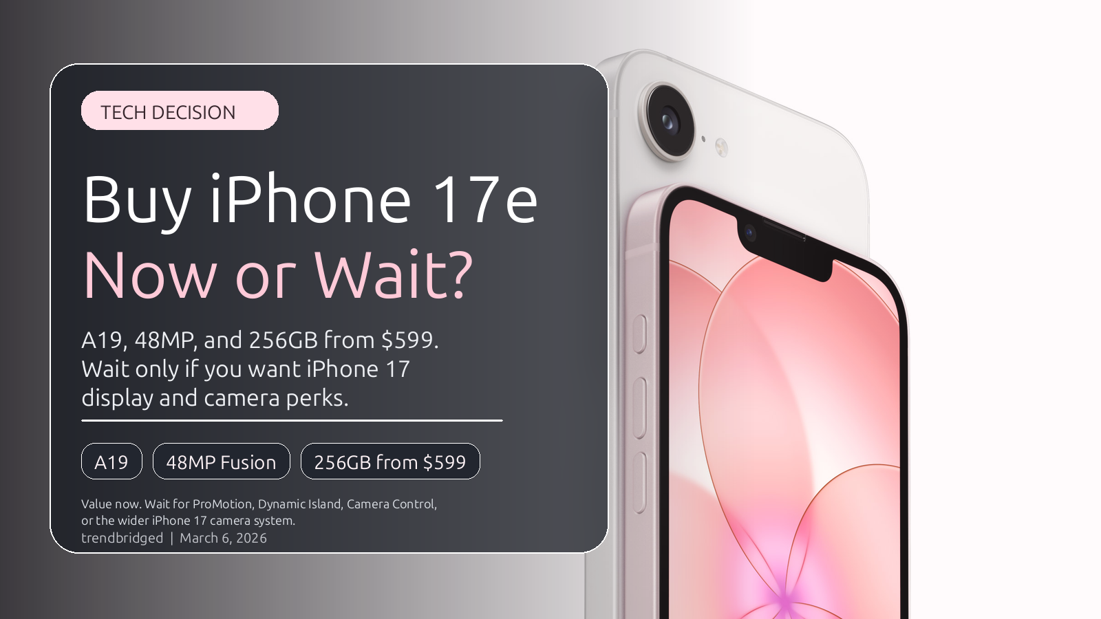 Photo-style decision cover for iPhone 17e.