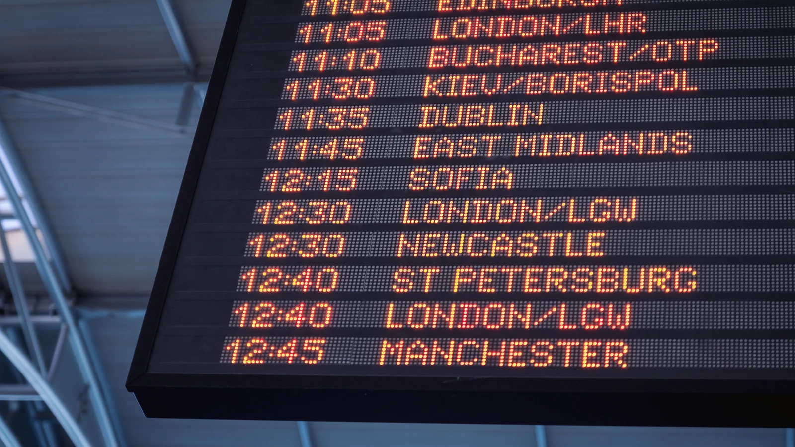 Photo of an airport departures board for a JetBlue disruption decision guide.